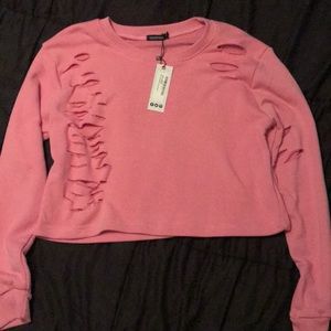 Distressed crop sweatshirt